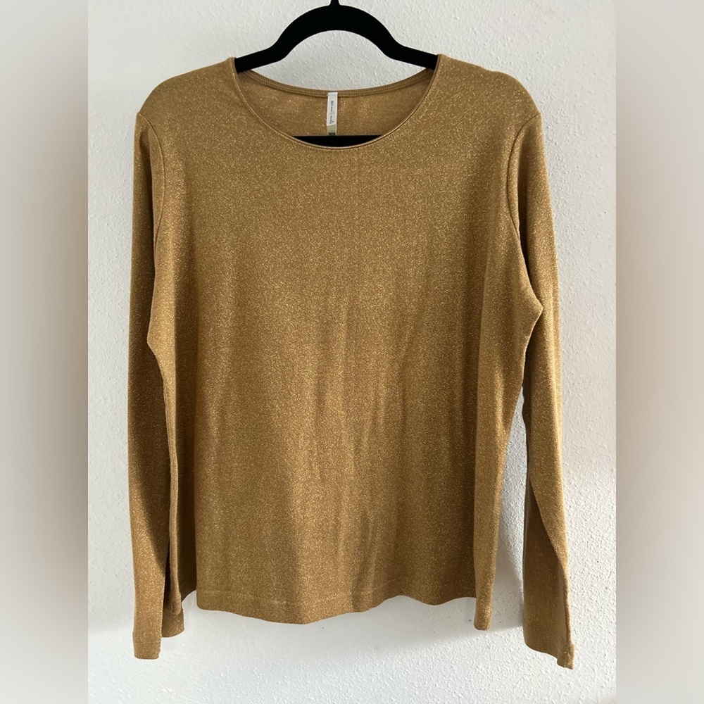 White Stag Metallic Gold Long Sleeve Top Size 16